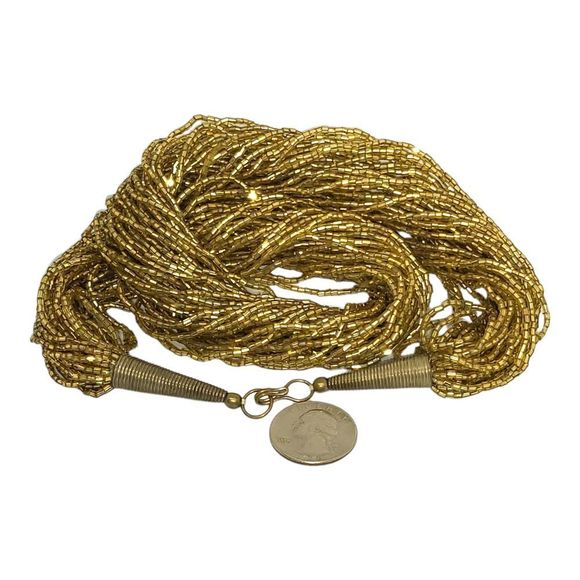 Vintage Twisted Gold Bead Multi-strand Necklace 20" - Picture 4 of 7